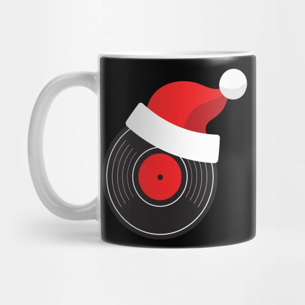 Vinyl Record with Santa Hat by JDawnInk